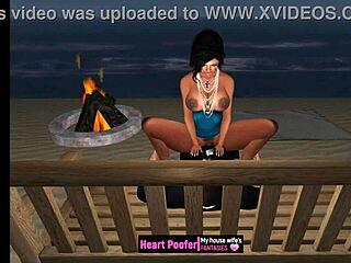 Bold encounter at the seaside cabins beach with cartoon characters