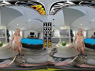 Virtual reality porn with a hot Latina babe playing pool.