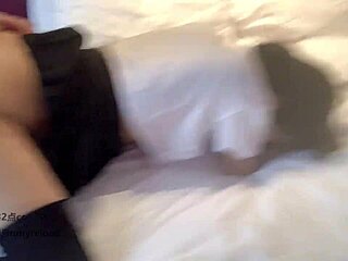 Female lead books hotel adventure, starts bareback creampie in room, showers in sexy lingerie after