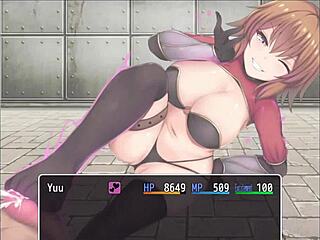 Orange haired naughty girl steps on hero cock hentai