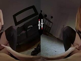 Redhead in dark VR room