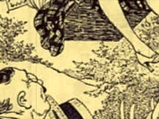 Vintage erotic illustration in retro cartoon anime hentai style.