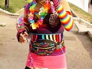 Crossdressing in skirt and thong with cock exposed!