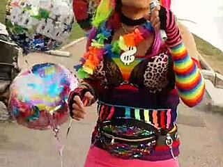 Crossdressing in skirt and thong with cock exposed!