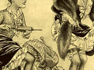 Vintage erotic illustration in retro cartoon anime hentai style.