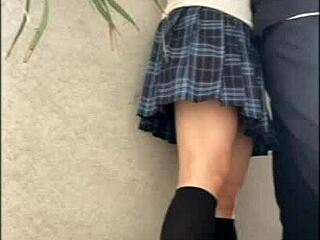 amateur girl gives hidden blowjob outside for boyfriend