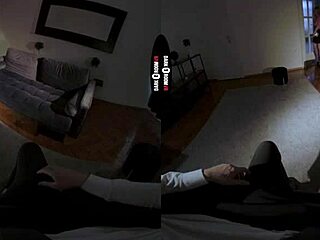 Redhead in dark VR room