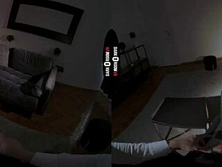 Redhead in dark VR room