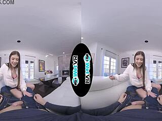 VR porn with step-sister giving blow job and riding the cock in different positions.