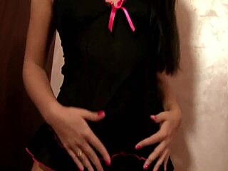 A sexy brunette gets a big cock in her mouth and enjoys it.