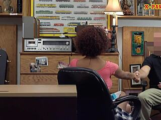 Big boobs ebony railed at the pawnshop
