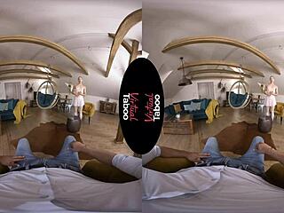 Brunette Gives Handjob and Blowjob on Cock