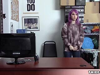 Cute Purple-Haired Shoplifter Teen Punished with Hard Fuck