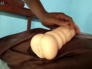 Fucking that rubber vagina nicely