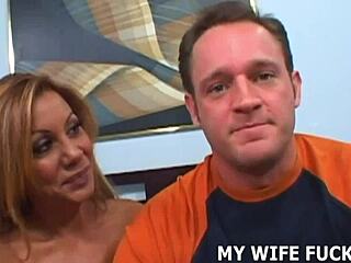 old cuckold watches wife get fucked hard