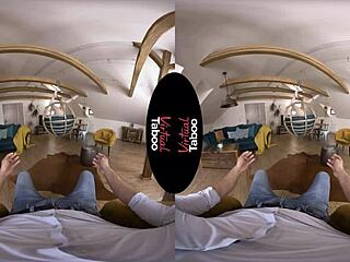 Brunette Gives Handjob and Blowjob on Cock