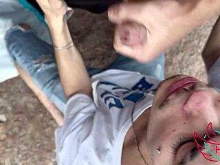 Cute Guy Sucked Behind Rocks At The Beach