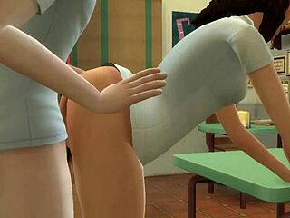 Virgin Schoolgirl's First Anal in Classroom Cartoon Action