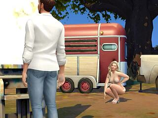 Beautiful Perkytitty Model Seduces Painter Outdoors