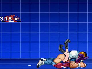 brian vs yoriko in a cartoon anime battle