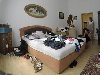 Party girls trying on panties in backroom haul