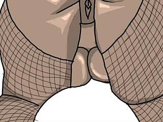 Illustrating an ebony woman with a big ass in the doggy style position