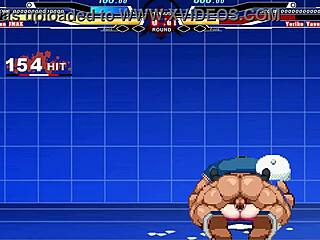 brian vs yoriko in a cartoon anime battle