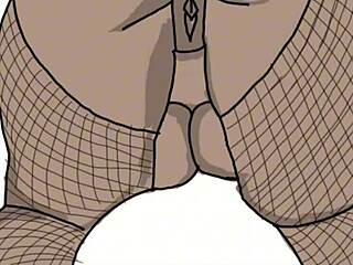 Illustrating an ebony woman with a big ass in the doggy style position