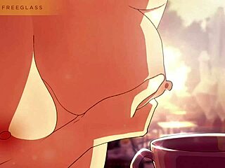 Squirting milk into coffee cup in wild hentai animation
