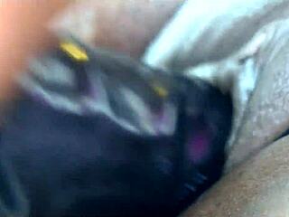 Lesly tries out a large toy in her collection