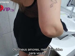 casada safada teases a store clerk with no panties, flashing her hairy charm.