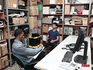 Black police officer bends over hot thief for rough bareback!