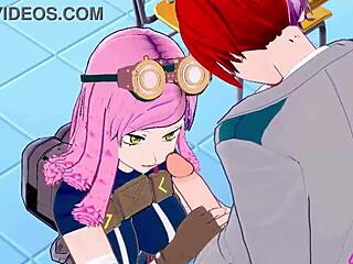 Mei Hatsume dan Shoto Todoroki hentai seksi blowjob muncrat sperma