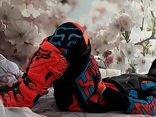 Gay motocross action with boots and gear