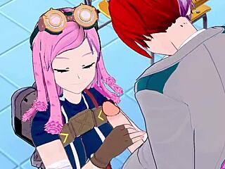 mei hatsume and shoto todoroki in suggestive hentai sex with blowjob and cumshot