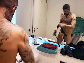 i feel so dirty and horny in the bathroom shower, watching gay action