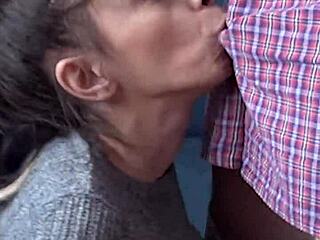 Skinny amateur Candie Cross gives a facial in this homemade sex tape