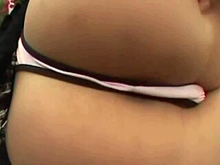 Perfectly Curvy Brunette Gets Dark Hair Smeared With Cum After Massive Anal Threesome