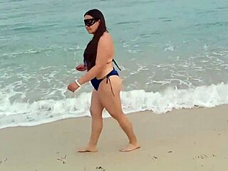 latina wife fucks guy on the beach