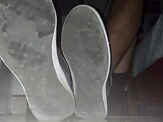 Intense cumshot on sweaty socks and bare feet