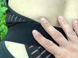 Amateur hike turns into passionate forest fucking with big tits!