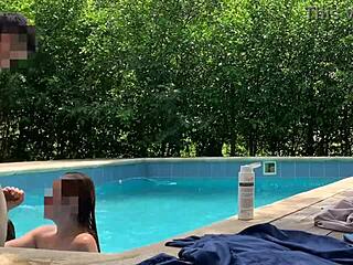 Natasha and Megan, let's watch you tan naked with the pool guy!