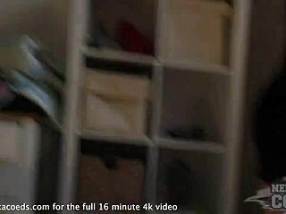 Beautiful blonde girl masturbates in the window