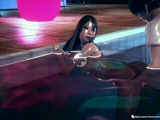 Latinska lika se jebe v bazenu med hentai igro