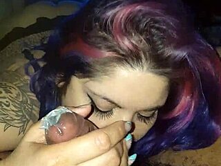 Latina sucks, nibbles, and licks cock sloppily and wet