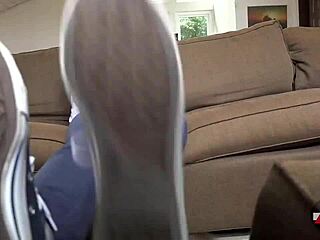 i told the submissive ebony model to show her ass in panties and jeans