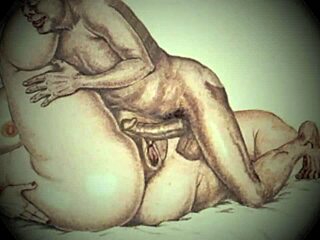 Retro Vintage Erotic Cartoon Drawings Featuring Antique Anime Hentai Scenes