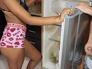 Stepbrother fucks his 18 year old stepsister in the kitchen