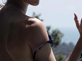 Australian teen 18+ blonde Thera Jane undresses to show petite body shaved pussy small tits