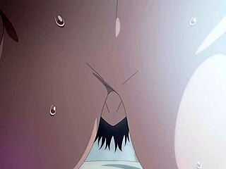 Animated girl with huge tits in an intimate scene.